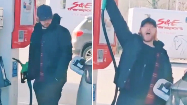 El actor de Ron Weasly en Harry Potter, repostando en una gasolinera.