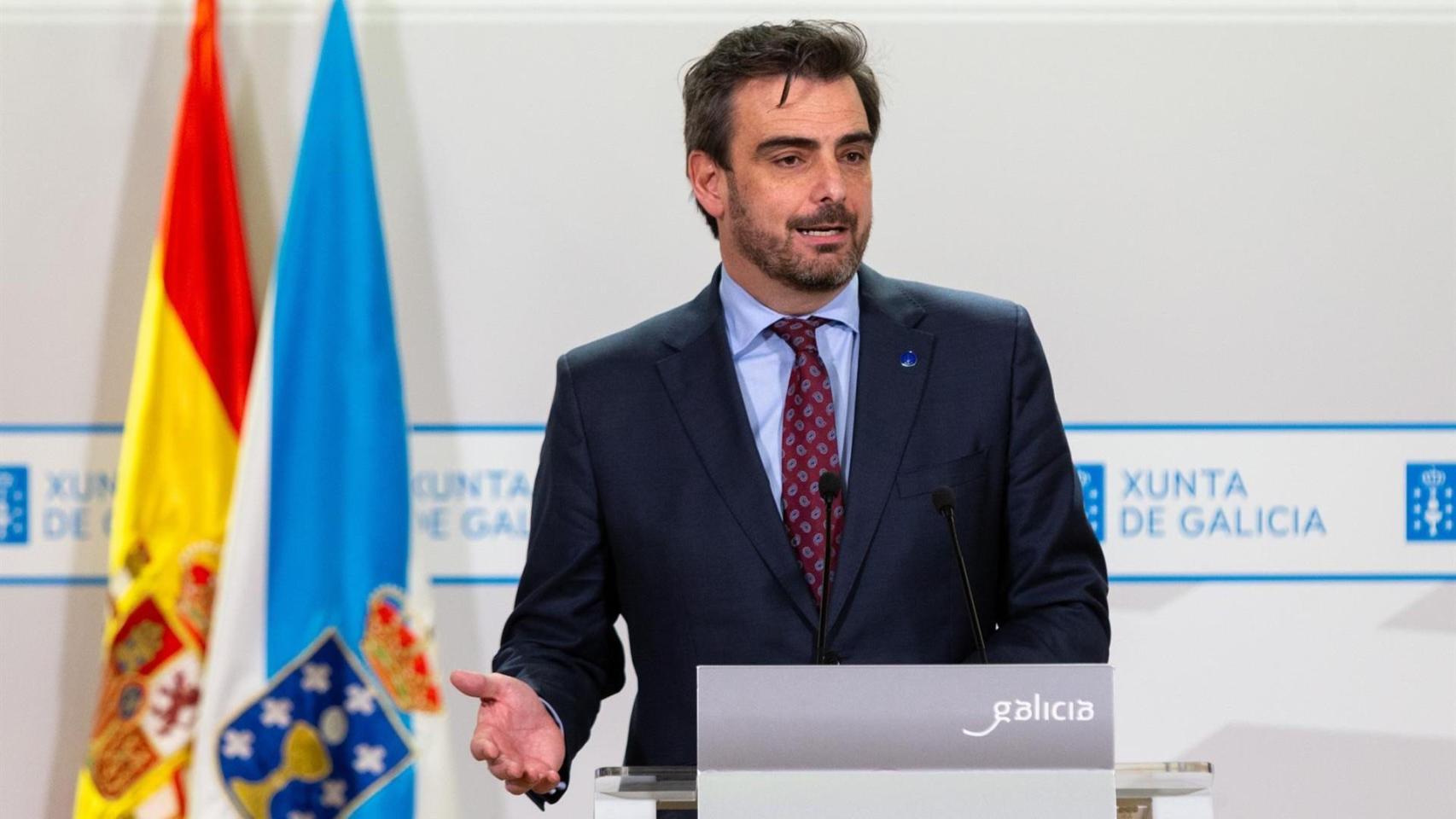 Diego Calvo, conselleiro de Presidencia, en una rueda de prensa tras el Consello da Xunta.