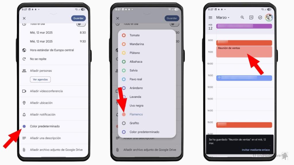 Cambiando el color de un evento