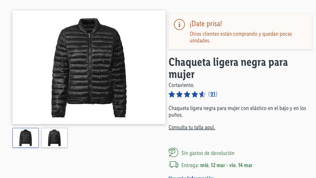 Chaqueta ligera negra para mujer,