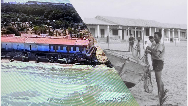 Las casas de Playa de Babilonia durante el último gran temporal y a principios del siglo XX.