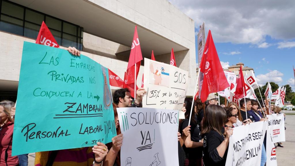 Manifestación de educadores sociales para reclamar mejoras celebrada el pasado año en las Cortes