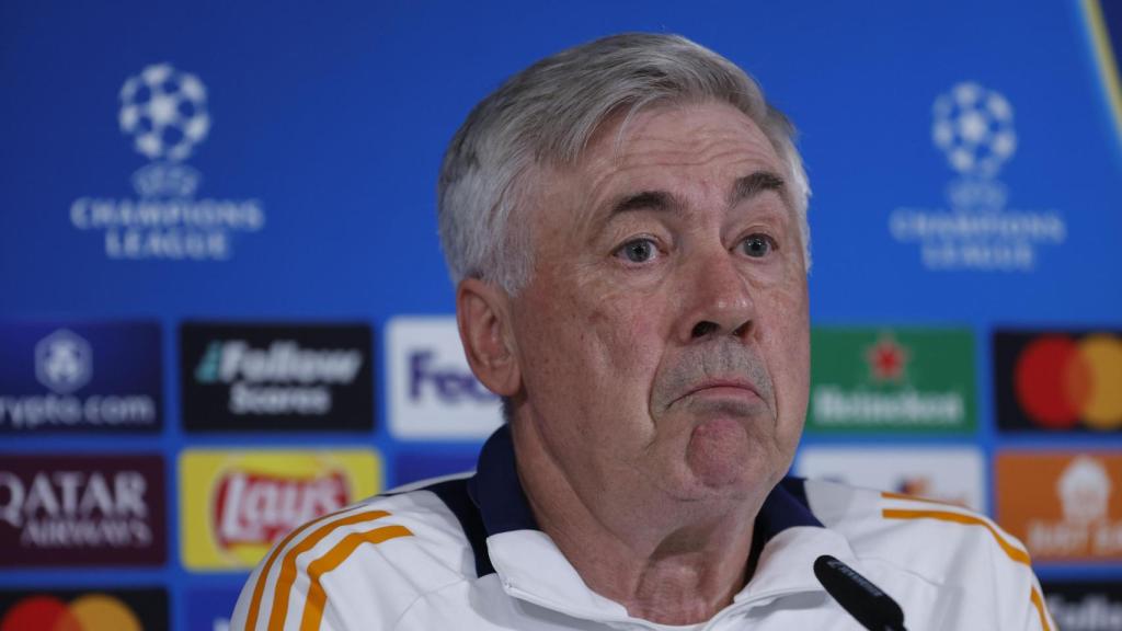 Ancelotti, en la rueda de prensa previa al partido ante el Atlético de Madrid.