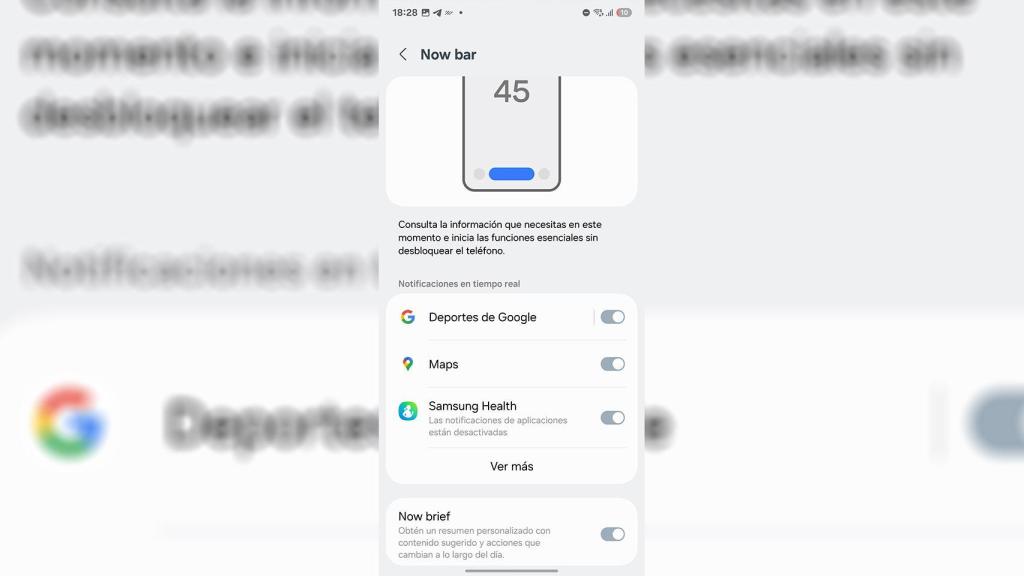 Nuevo ajuste de Deportes de Google de Now Bar
