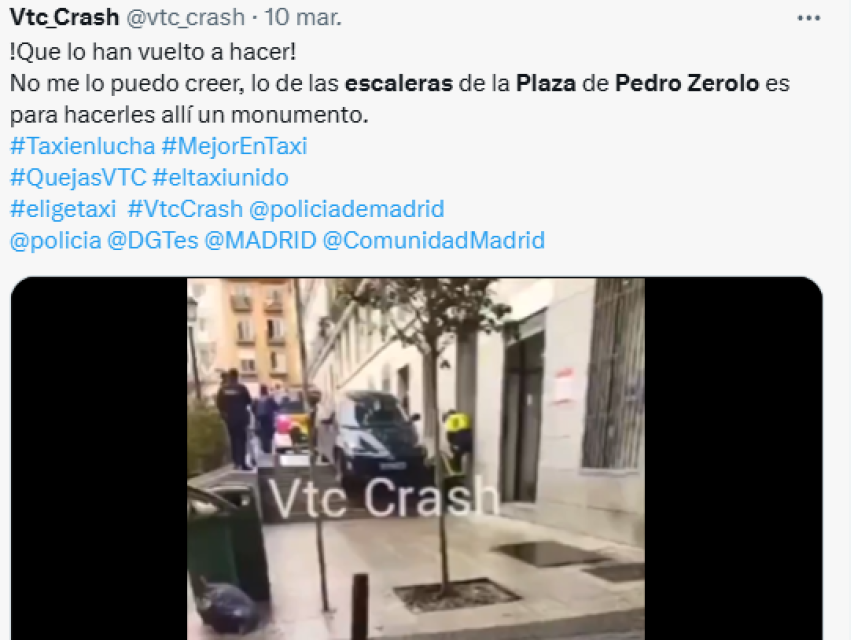 Publicación en X sobre el accidente en las escaleras de la plaza de Chueca este lunes.