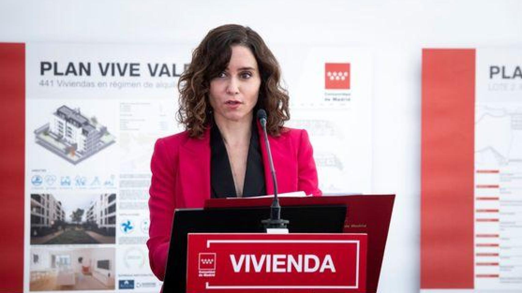 Isabel Díaz Ayuso durante un acto del Plan Vive de Madrid.