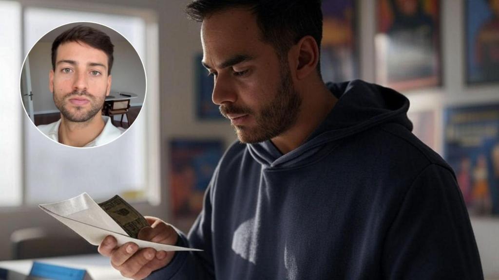 Imagen de un hombre recibiendo una herencia y Andrés Millán.