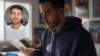 Imagen de un hombre recibiendo una herencia y Andrés Millán.