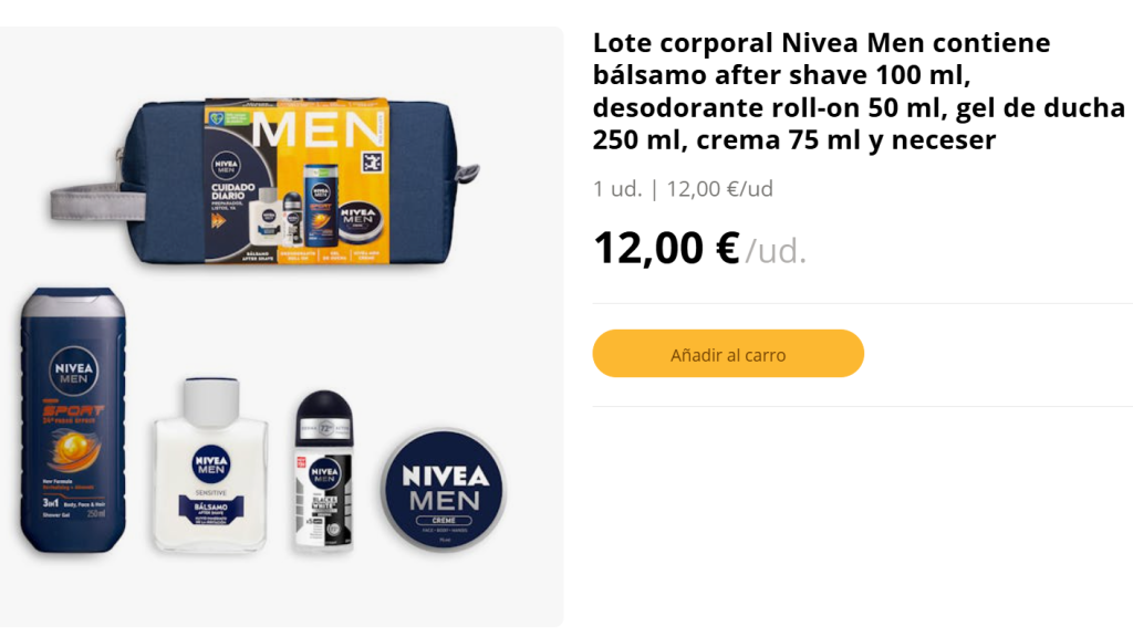 Lote corporal Nivea Men.