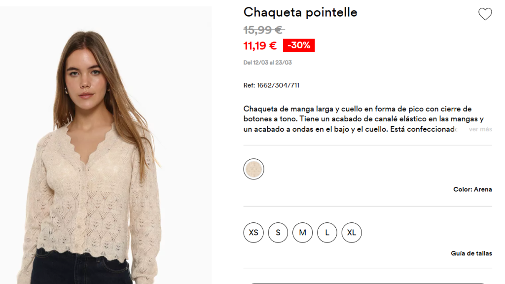 Chaqueta pointelle. Ref: 1662/304/711