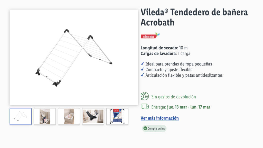 Tendedero de bañera.