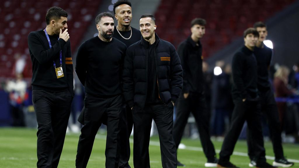 Ceballos, Carvajal, Militao y Lucas Vázquez en el Metropolitano.