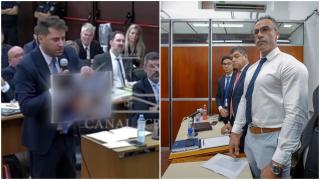 La foto mostrada en el juicio y Leopoldo Luque, uno de los siete imputados