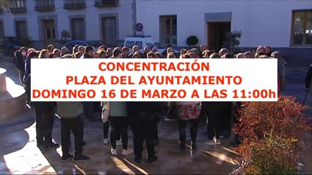 Cartel anunciador de la concentración convocada en Miguel Esteban (Toledo).