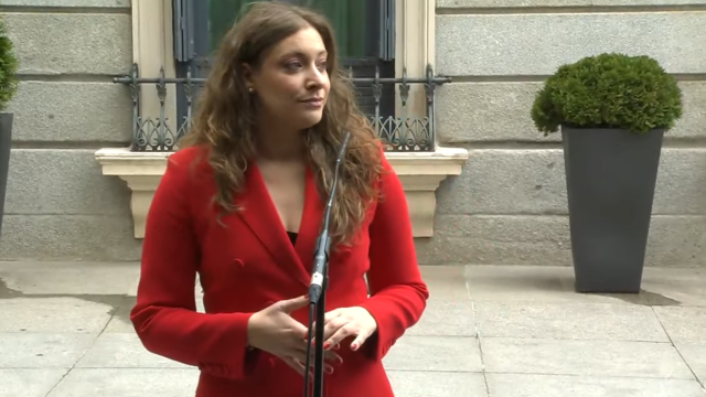 Ester Muñoz, portavoz adjunta del PP en el Congreso, este miércoles en comparecencia ante la prensa.