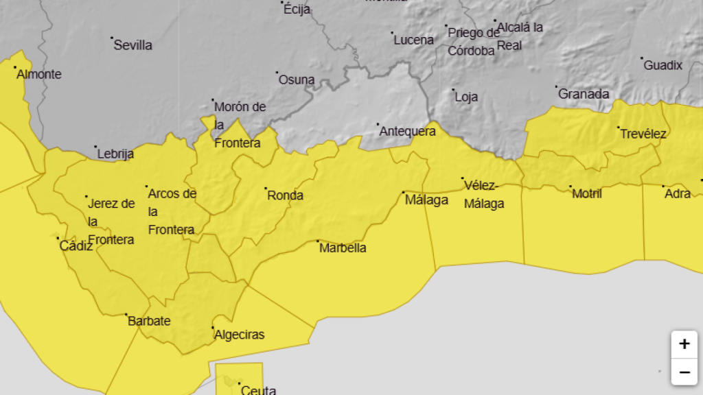 Mapa de la Aemet para este jueves en Andalucía.