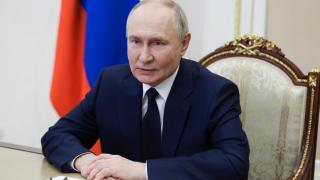 Vladímir Putin durante una reunión telemática con los miembros del Consejo de Seguridad de Rusia.