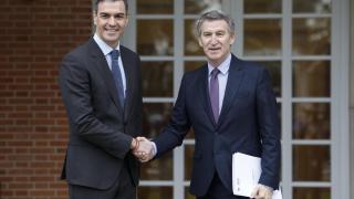Feijóo y Sánchez hoy en Moncloa.