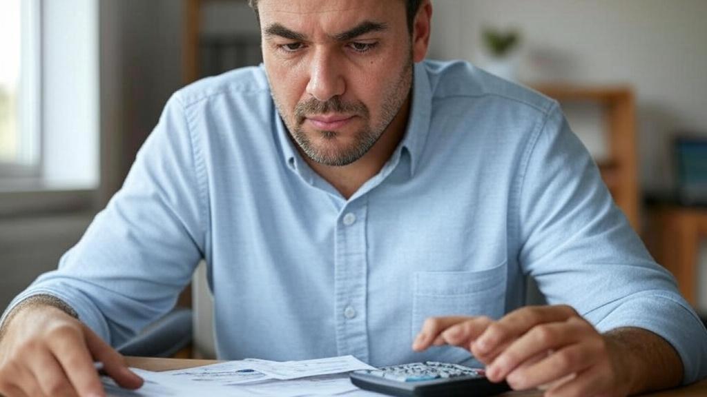 Hombre rellenando la declaración de la Renta.