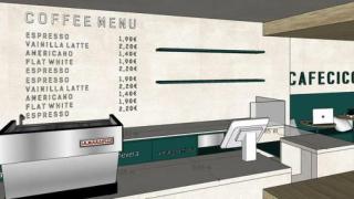 Recreación de la cafetería de Huesca.