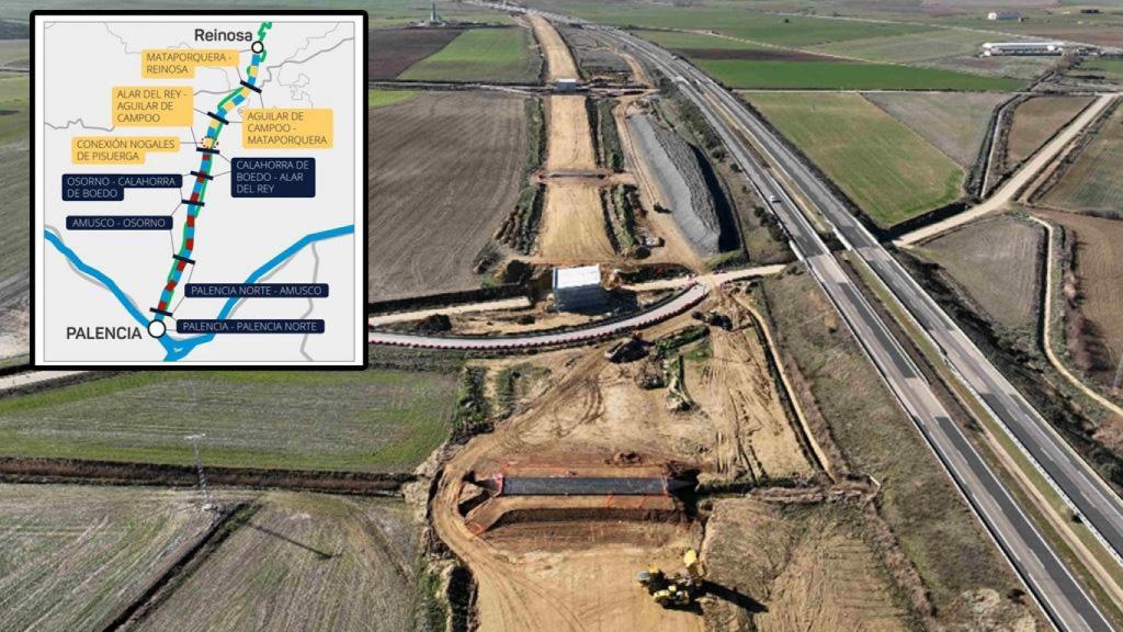 Imágenes de los trabajos en la Línea de Alta Velocidad entre Palencia y Cantabria