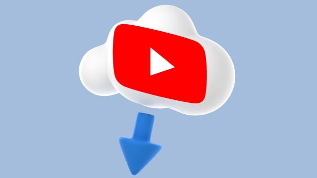 Fotomontaje del icono de YouTube en un icono de descarga