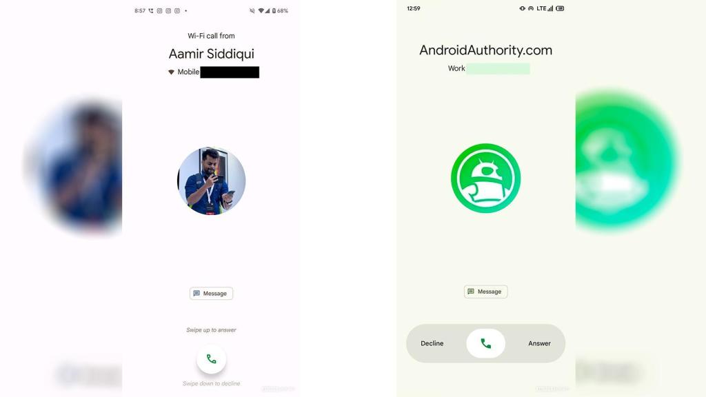 A la izquierda la interfaz actual de llamadas y a la derecha la nueva