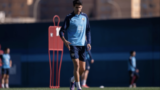 Juanpe, jugador del Málaga CF, durante un entrenamiento en el Anexo de La Rosaleda.