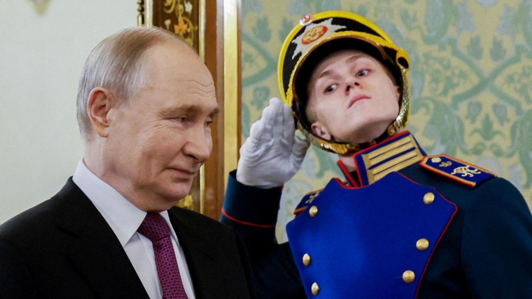 Vladímir Putin, antes de su reunión con el bielorruso Alexander Lukashenko, en el Kremlin.