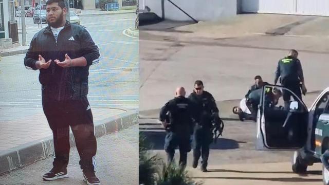 La imagen de Paco distribuida entre las patrullas de Guardia Civil y Policía Local, junto al momento de su detención, este jueves, cerca del centro cívico de El Algar.