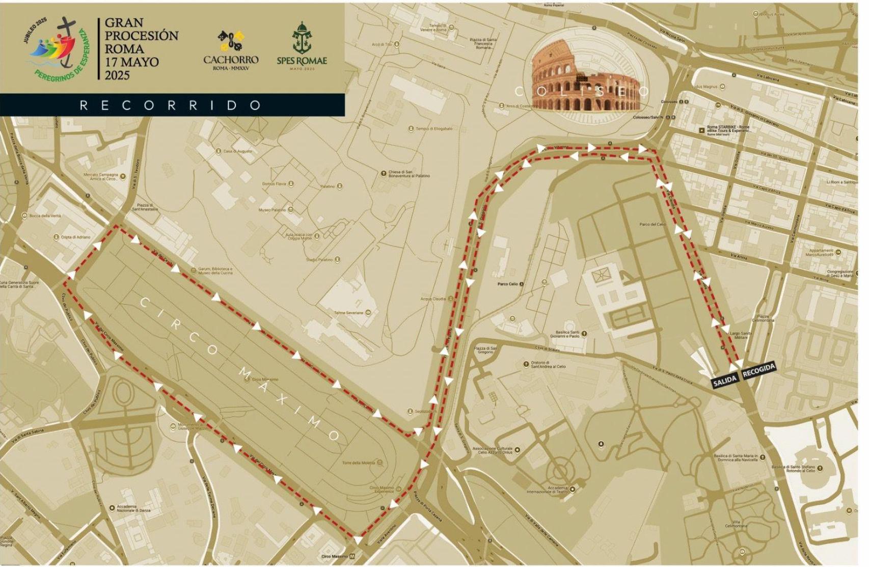 Nuevo recorrido de la Gran Procesión por las calles de Roma.