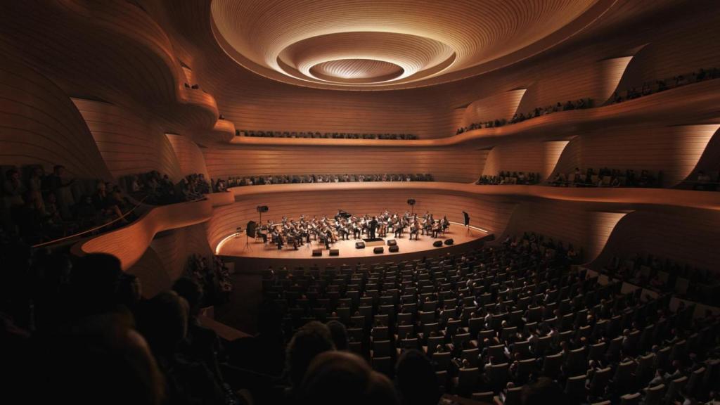 Interior del proyecto de la Ópera de Kosovo