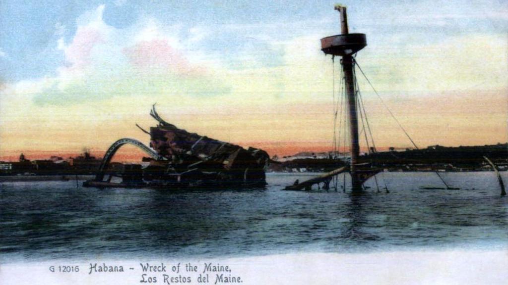Restos del USS Maine en el puerto de La Habana.