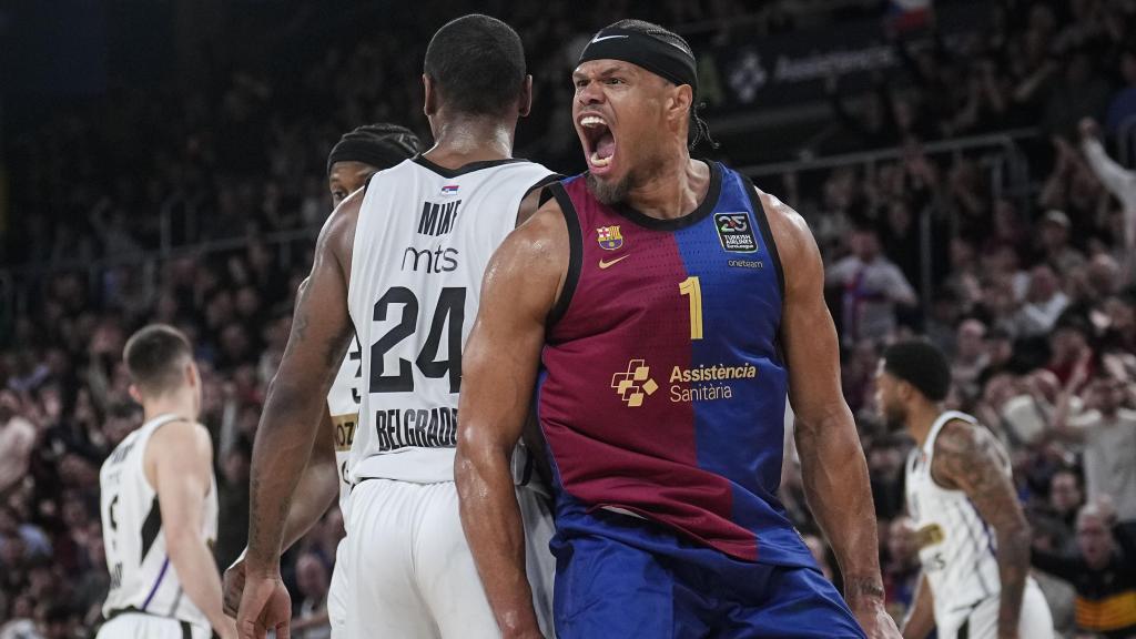 Justin Anderson celebra con euforia una acción del partido ante Partizan.