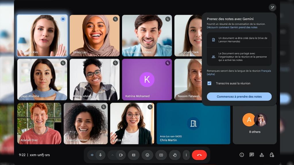 Google Meet con su nueva función IA