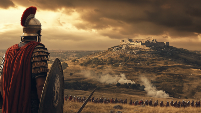 Representación artística de la batalla de Monte Medulio. Iván Fernández Amil