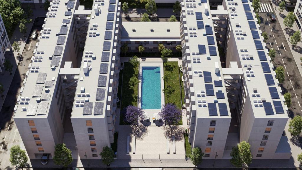 Proyección de uno de los residenciales de VPO que se construyen en Palmas Altas.