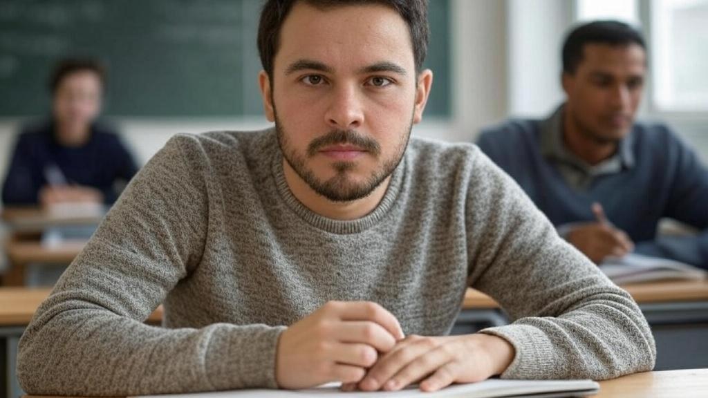 Imagen de archivo de un alumno en clase.