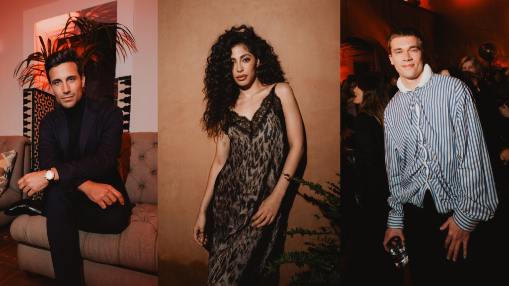 Jaime Astrain, Mina El Hammani y Gleb Abrosimov en la fiesta de Bululú.