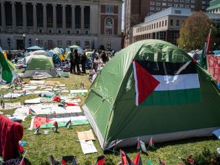 Acampada en el campus de la Universidad de Columbia en la primavera de 2024.