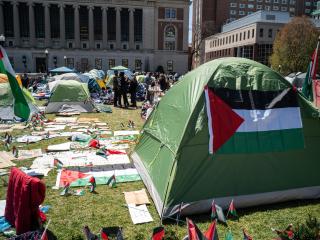 Acampada en el campus de la Universidad de Columbia en la primavera de 2024.