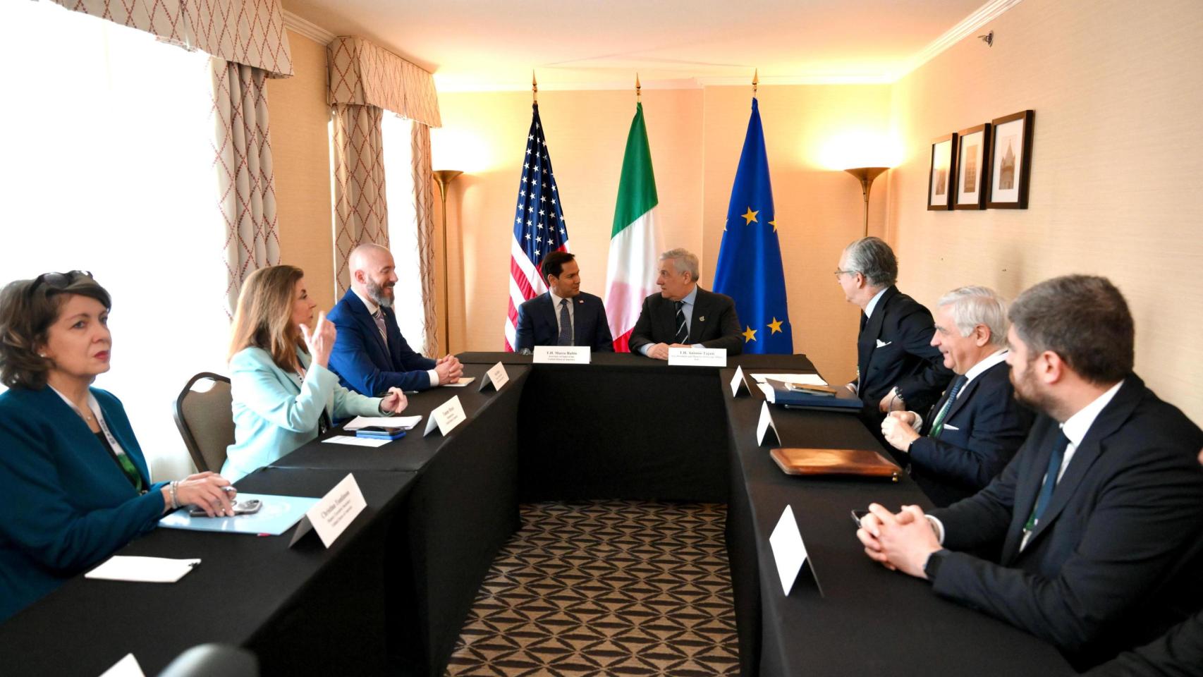 El secretario de Estado americano, Marco Rubio, y el ministro de Exteriores italiano, Antonio Tajani.