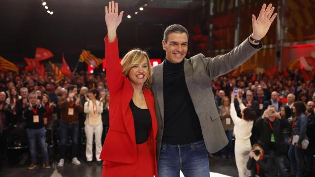 Pilar Alegría y Pedro Sánchez, durante el Congreso del PSOE Aragón