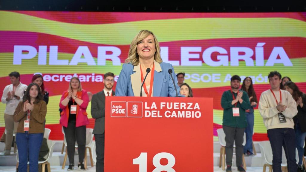 Pilar Alegría, este sábado en el congreso del PSOE-Aragón.