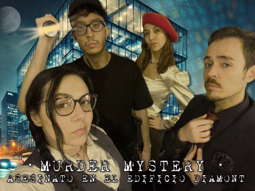 Cartel Cluedo en El Jardín de Arturo Soria.