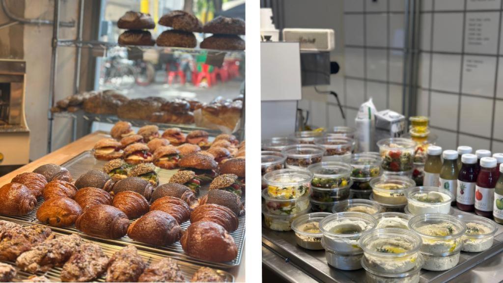 Repostería y snacks salados para llevar.