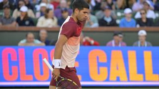 Carlos Alcaraz durante el partido ante Jack Draper en Indian Wells.