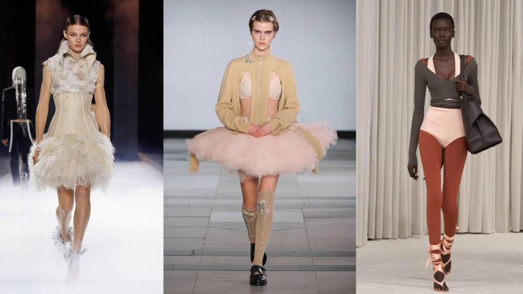 Siluetas de pasarela que reflejan la tendencia 'balletcore'.