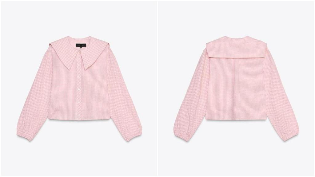 Camisa cuadro vichy cuello bobo de Zara. Ref: 4661/038/046
