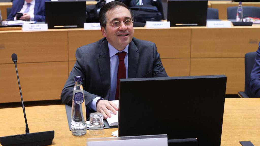 El ministro de Exteriores, José Manuel Albares, durante la reunión de este lunes en Bruselas